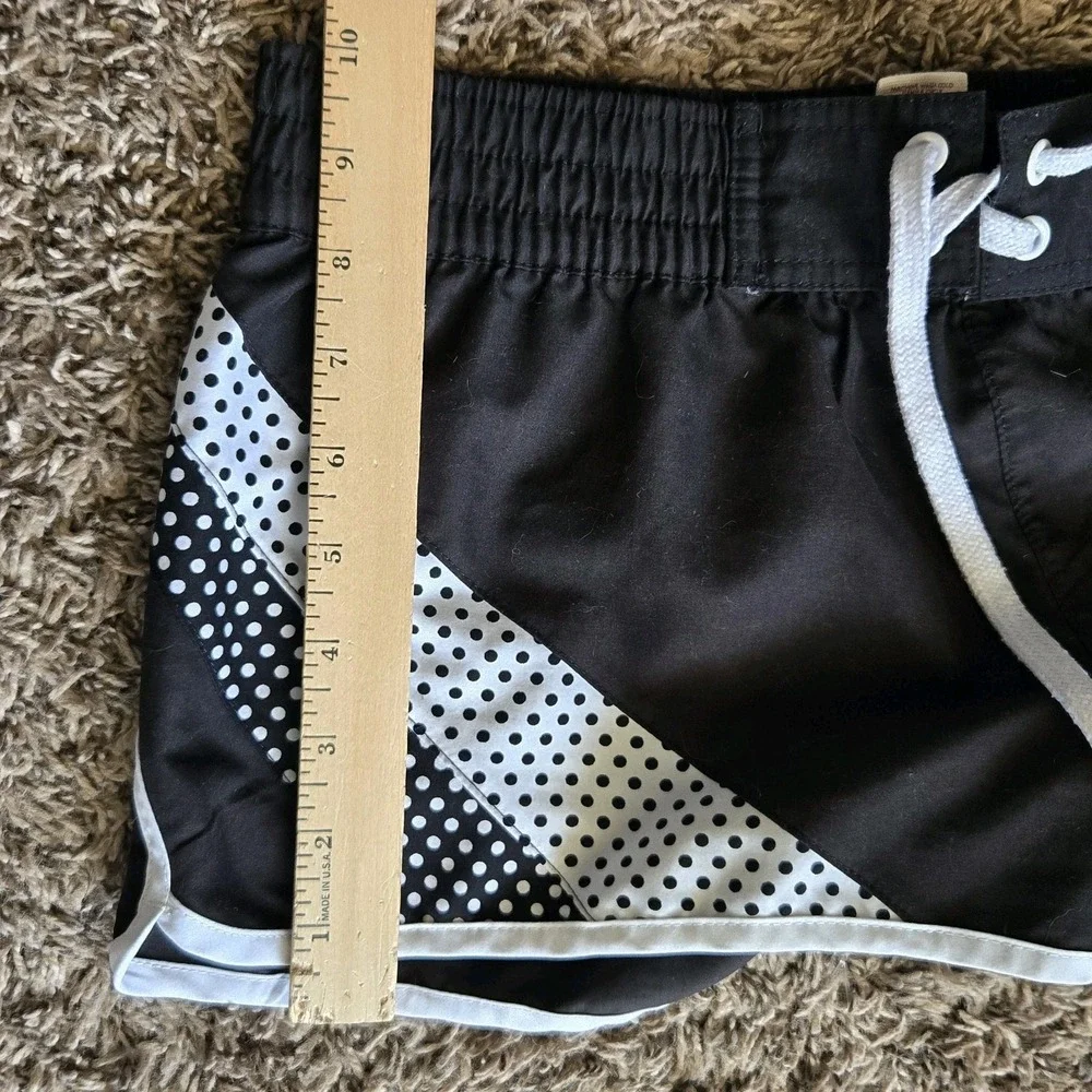 OP Ocean Pacific Girls Board Shorts Black White Polka Dot Swim Size M 7-9